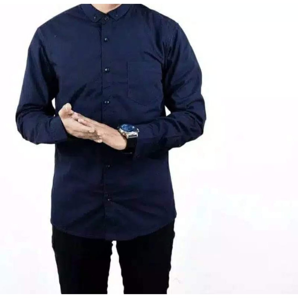 (BISA COD) KEMEJA PANJANG / HEM FORMAL / kasual Kemeja Polos Pria Slimfit Panjang Maroon Putih Hitam Navy Abu muda abu Tua Biru Softblue