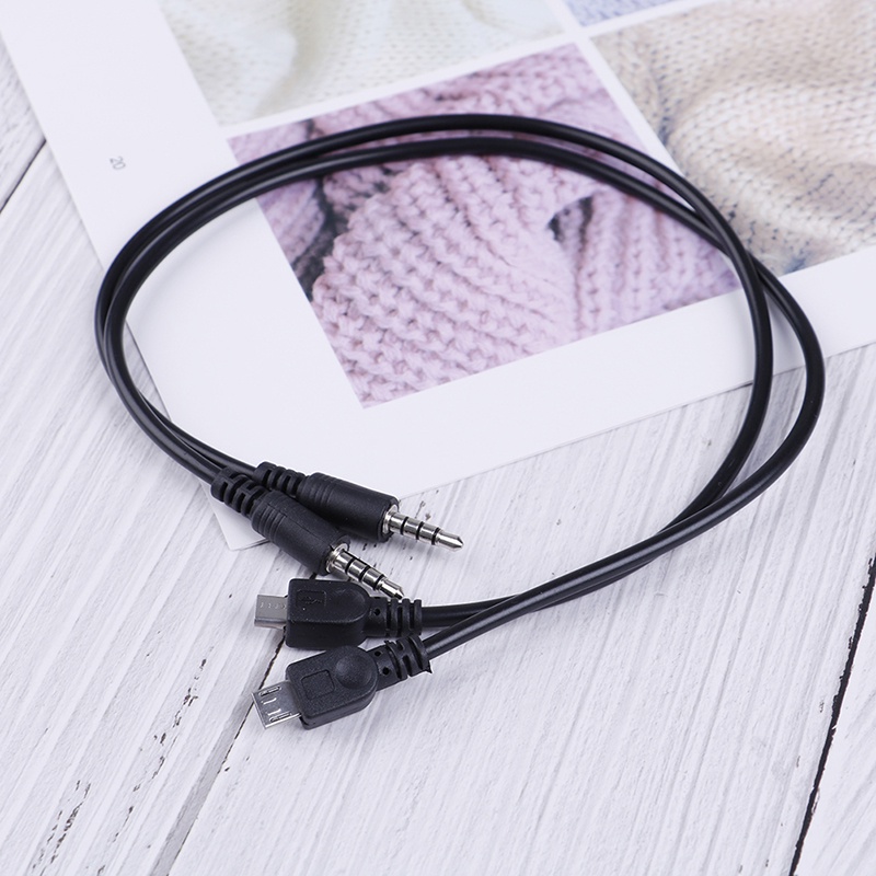 (LUCKID) 2pcs Kabel AUX 3.5mm male Ke micro USB male Untuk Android