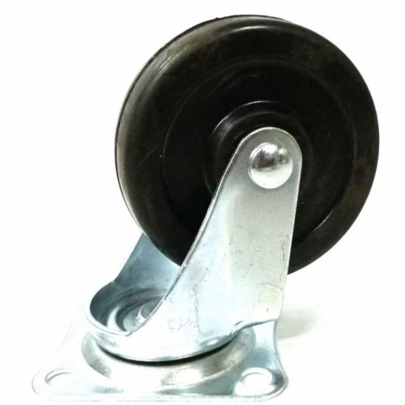 Roda Gepeng Karet Hitam PVC Hidup Hidup 3inchi  - 1kotak isi 4pcs