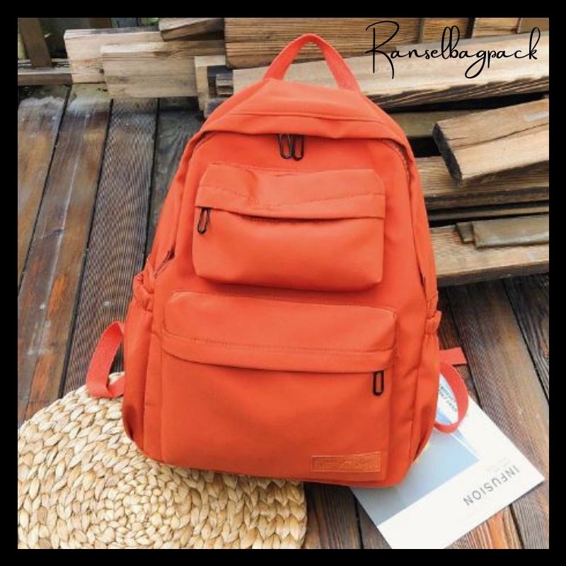 Tas Ransel - Backpack Punggung Bahu Import Korea Kekinian Terbaru Simple Casual Sekolah Kuliah Outdoor Stylish Multifungsi Wanita Perempuan Cewek