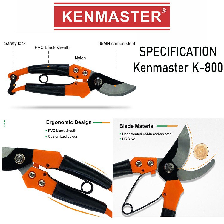 GUNTING DAHAN Kenmaster K800 Alat Potong Dahan Ranting Batang Tanaman Bunga Pruning Shears-4