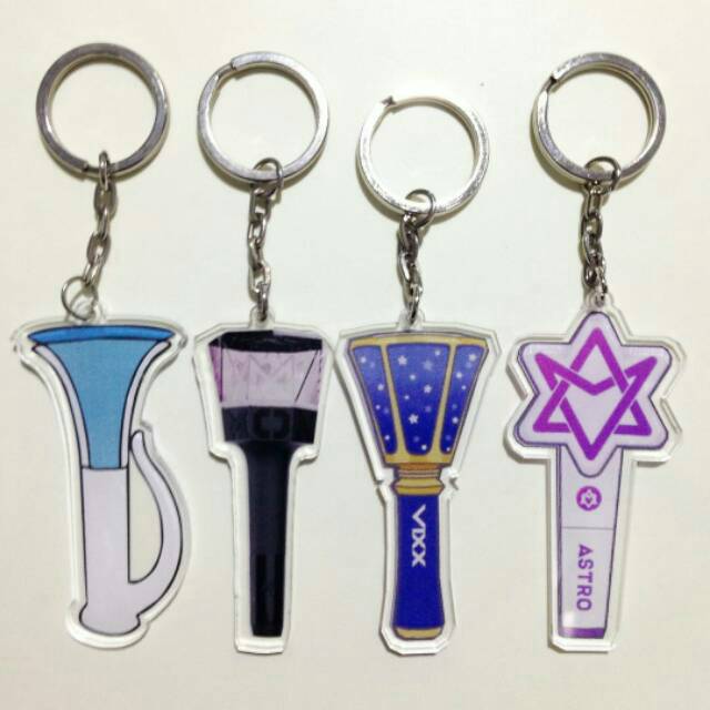 Kpop Gantungan Kunci Lightstick Akrilik Keyring Custom Monsta X Btob Bts Exo Ikon Seventeen Winner
