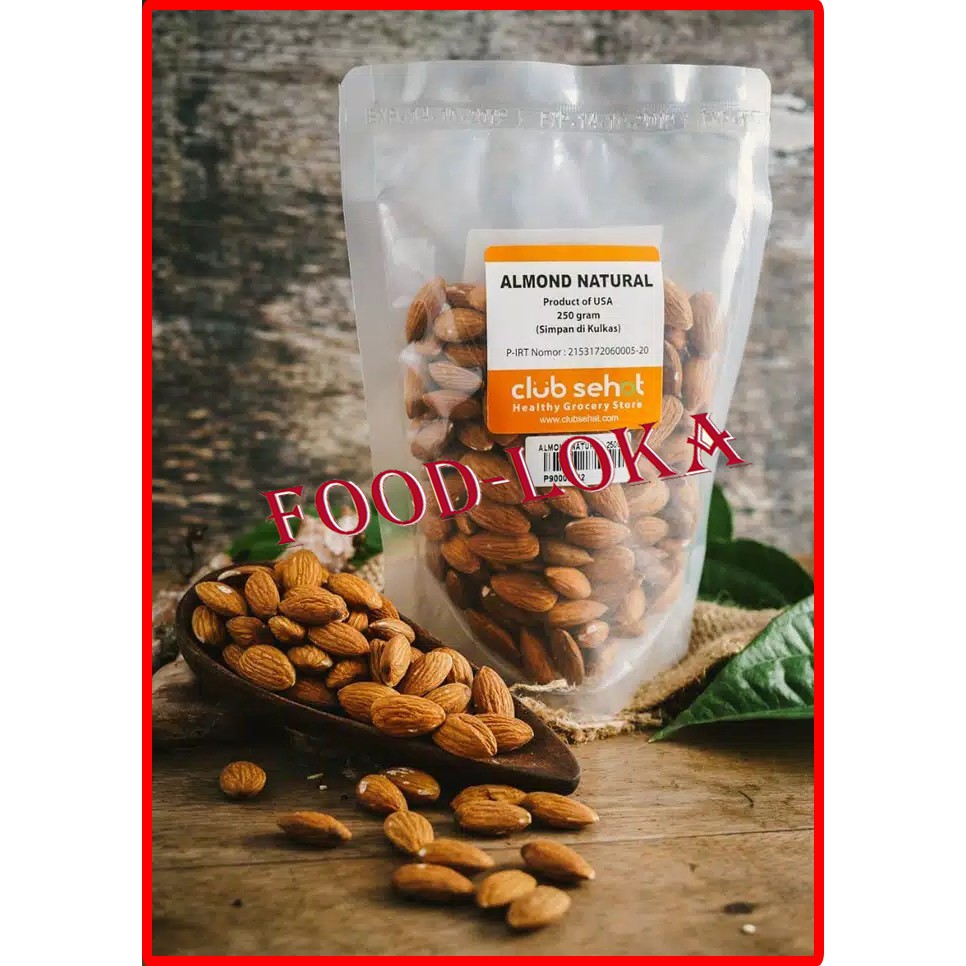 

Kacang Almond Mentah Utuh Raw Whole Natural Grade A-USA 250 gr