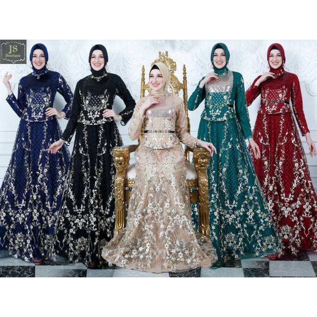 GAUN ELLE SAAB ORIGINAL BY JS COLLECTION / DRESS PESTA / GAMIS KONDANGAN BROKAT MEWAH ELEGANT