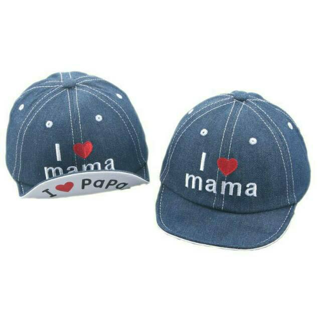 BANDUNG Topi Bayi I Love Mama / I Love Papa Topi Import Korea Topi Basrball Topi Anak