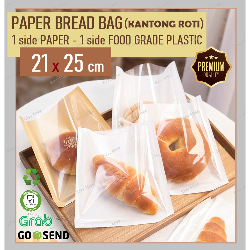 PAPER BREAD bag - 21x25 - kantong kertas minyak roti - pizza - plastik - donat - pizza - croisant