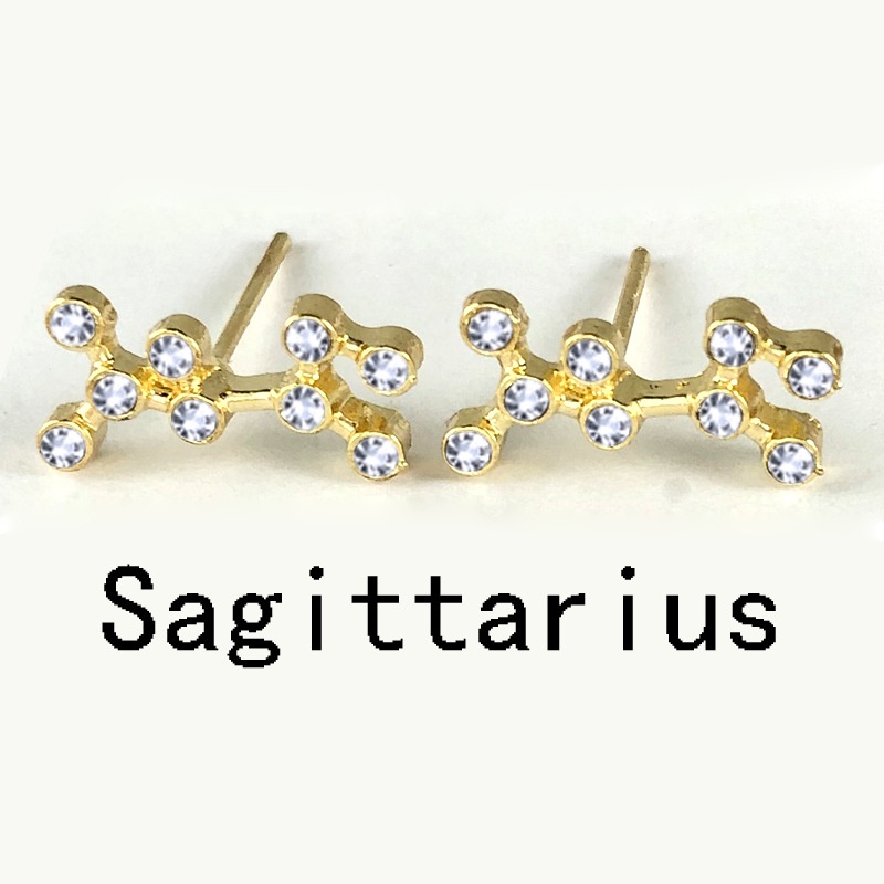 Anting Stud Desain Kartu Kertas 12 Rasi Bintang Gaya Korea Simple