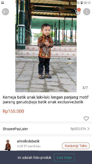 Kemeja Batik Anak Laki-laki Lengan Panjang Motif Parang Garudo,baju Batik Anak Exclusive,batik Anak
