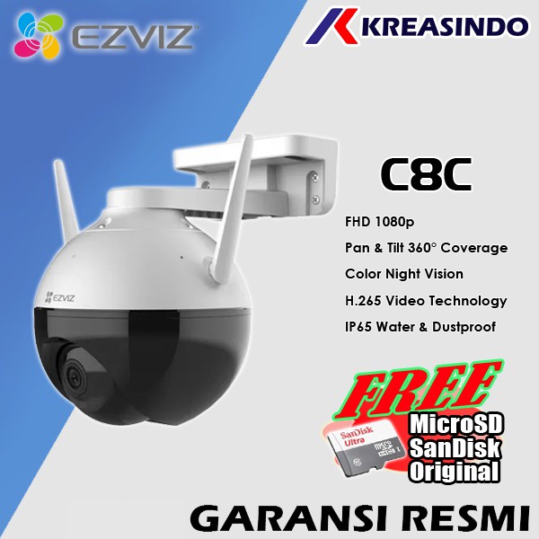 Ezviz C8C Pro AI 1080P Color Night Wireless IP Camera Outdoor Garansi Resmi