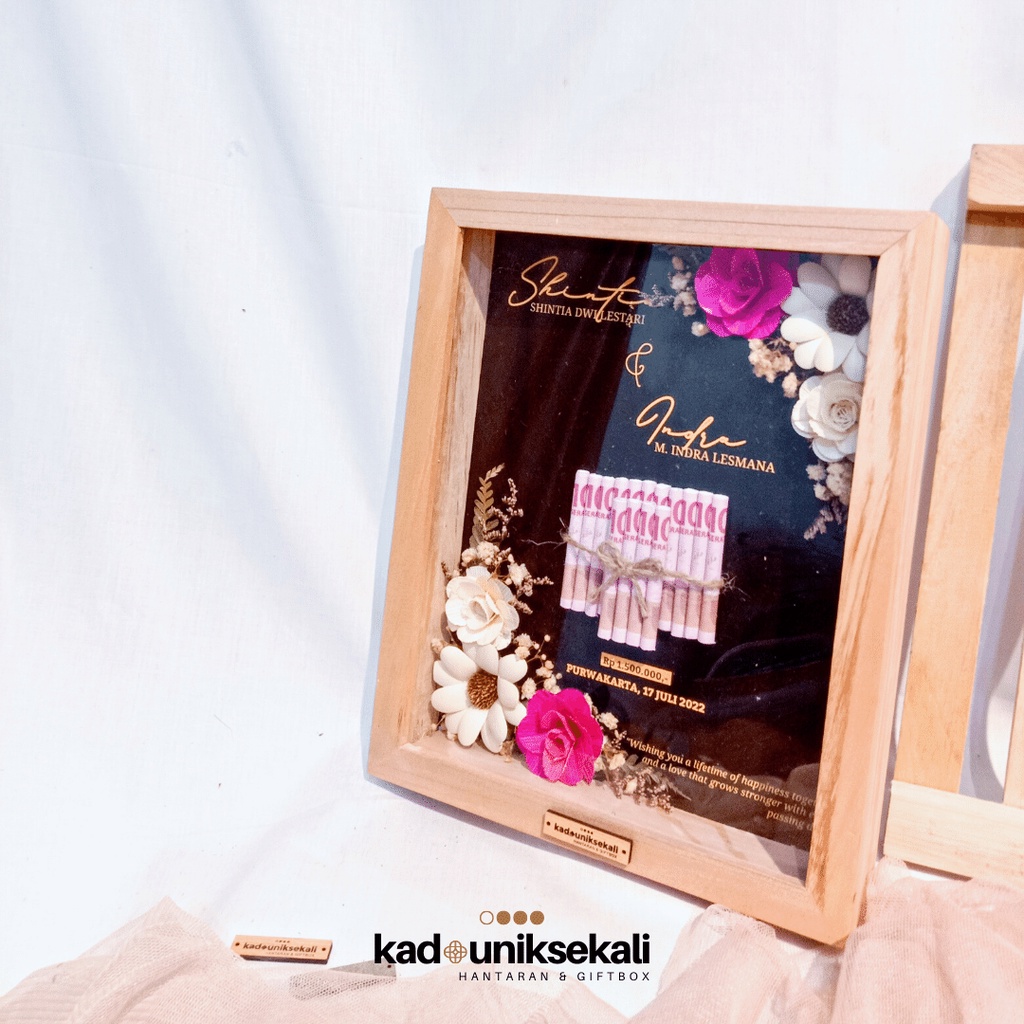 (1 HARI JADI) Mahar Pernikahan Bingkai 3D 10R Mahar Rustic Antipecah Driedflower Seserahan Hantaran Foto Kado pernikahan Gift Anniversary