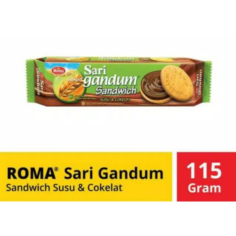 roma sari gandum sndwich susu dan coklat 115 gram