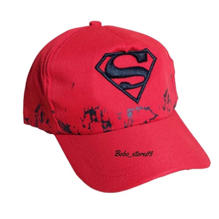 TopI Baseball Anak COWOK Logo SUPERHERO BORDIR Gaya HipHop Motif Kartun Gya Ko terbaru-Superman Merah