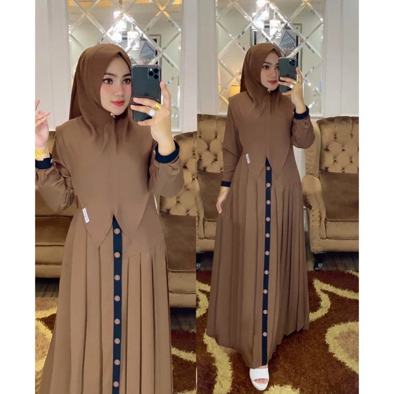 Syari Maxi Gamis Dress Terbaru 2021 Elisa Jumbo Busui Milo Coklat Free Kerudung Shopee Indonesia