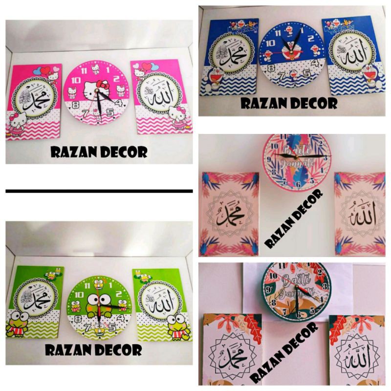 SET JAM DINDING KARAKTER KALIGRAFI