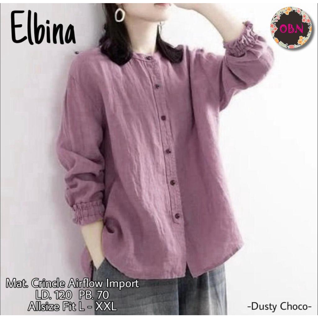 elbina jumbo shirt pakaian baju atasan kemeja blouse oversize ld 120 bigsize big size polos busui fr
