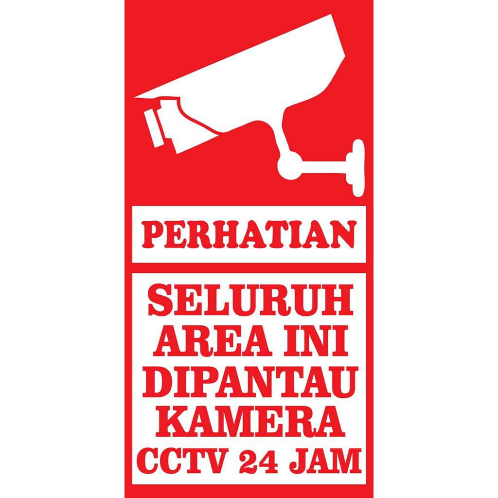 Sticker Stiker CCTV ukuran medium 15x30 cm rumah parkiran motor mobil gudang toko mini super market