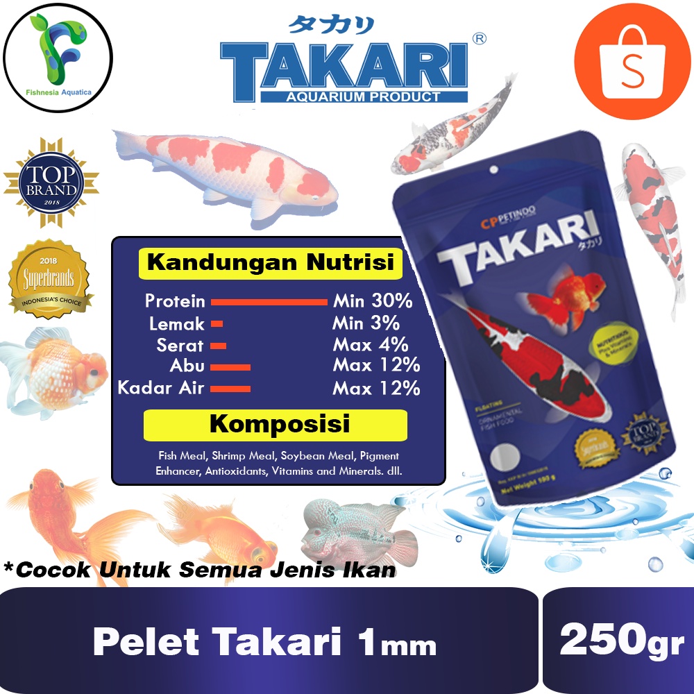 Takari 1mm 250gram/Pelet Takari 250gram/Makanan Ikan Takari 1mm 250gr