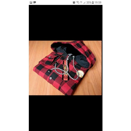 kemeja flanel hoodie / kemeja flannel kupluk / hoodie pria kotak / kemeja pria tangan panjang / othe