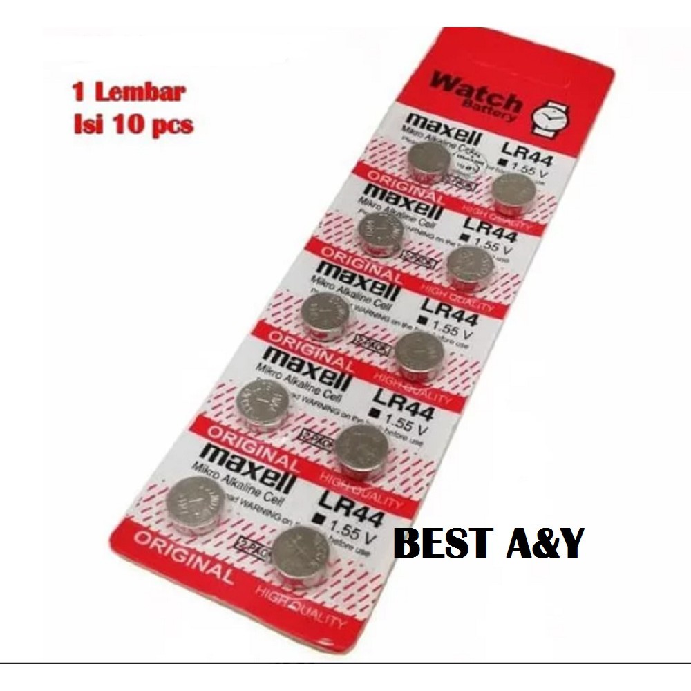 Maxell LR44 AG13 Coin Cell Button Batteries Baterai Batere Batre Koin Kancing Kalkulator Remote