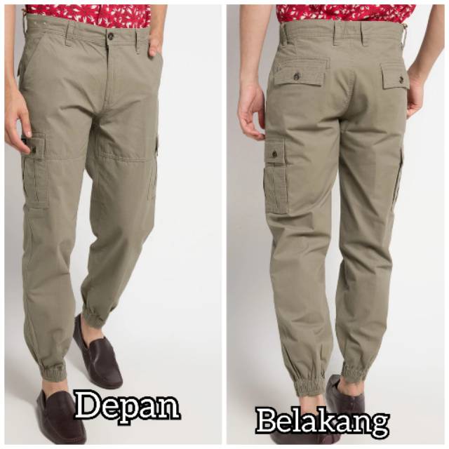 Celana Jogger Cargo Panjang pria Police Denim