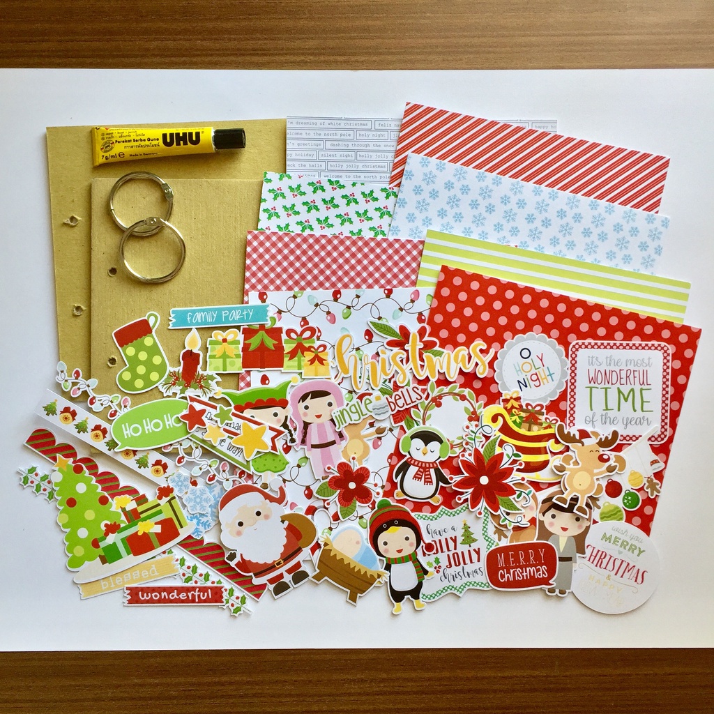 Christmas Natal Scrapbook Kit | Scrapbook Set | Bahan DIY Scrapbook