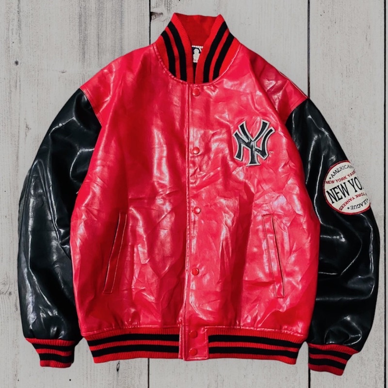 jaket varsity mlb newyork yankees second vintage full leather original