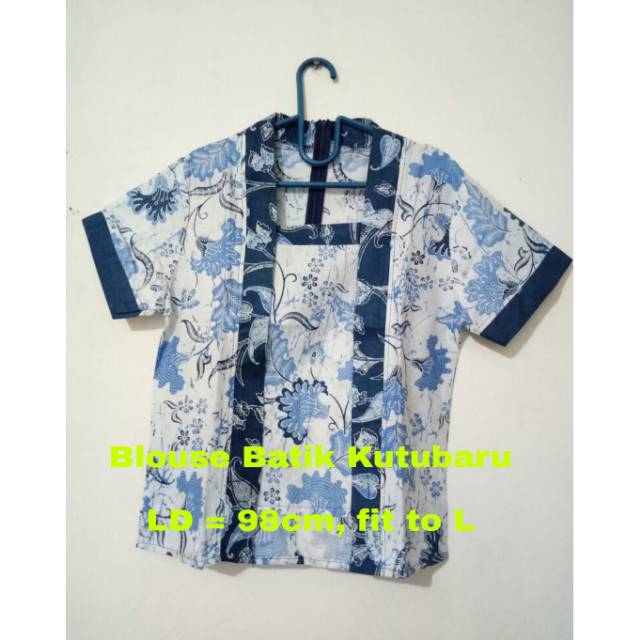 Blouse Batik - Biru Putih