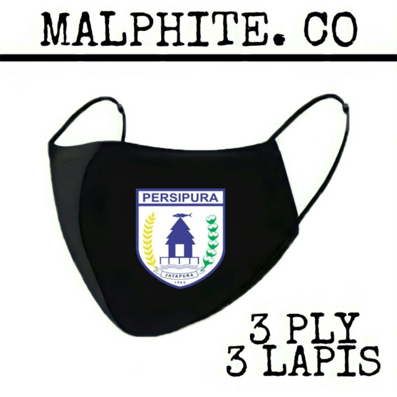 Masker Kain 3 Lapis 3 Ply Scuba Hijab Lambang Logo Gambar Klub Club Bola Persipura Jayapura 3ply 3d