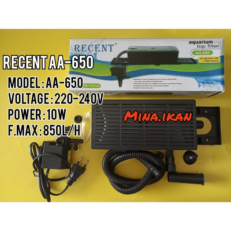 Recent AA 650 Top Filter Box Set Aquarium Aquascape mesin filter pompa air penyarong filtrasi aquari