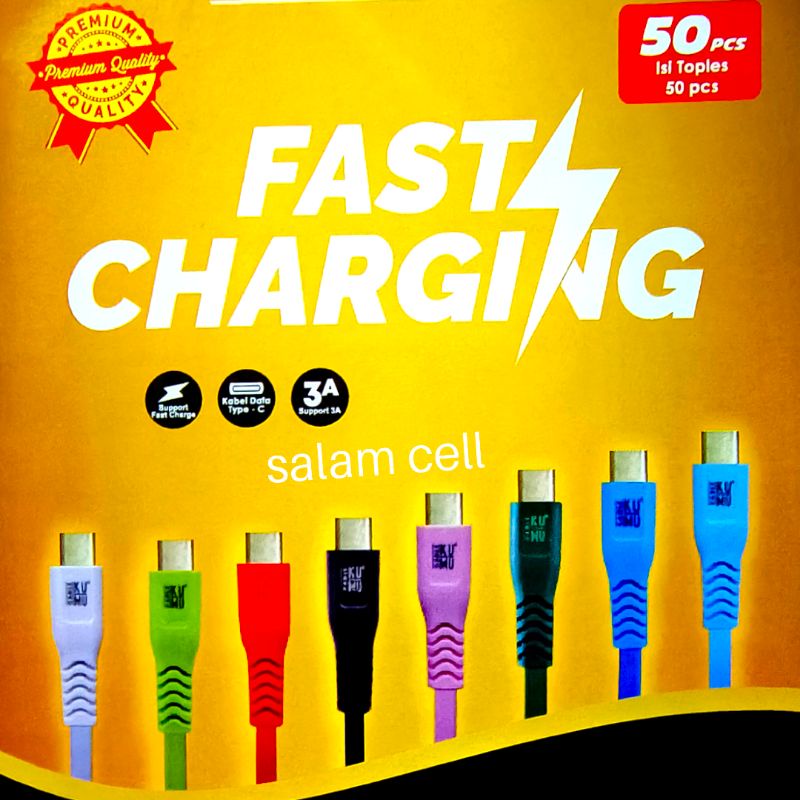 Kabel Data Type-C KuMu Fast Charging By Wellcomm Original Garansi Resmi