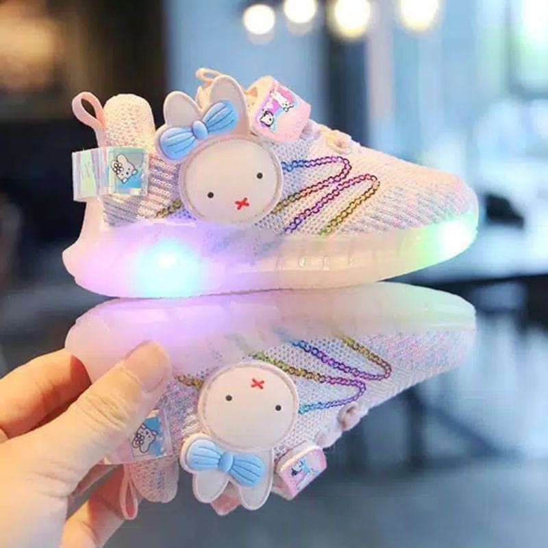 plazababyku BUNNY VEVEY Sepatu Sneakers Breathable Dengan Lampu LED