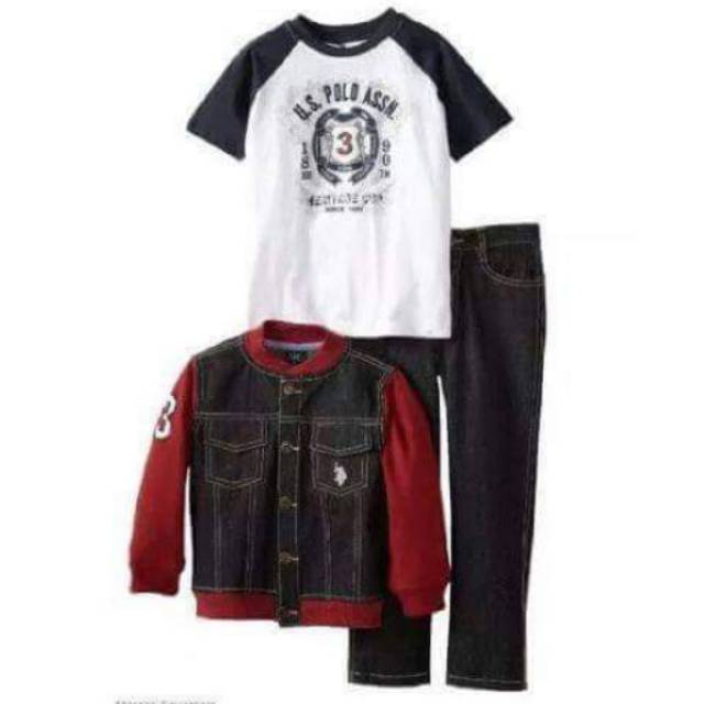 Stelan Anak Polo set jacket jeans 3in1
