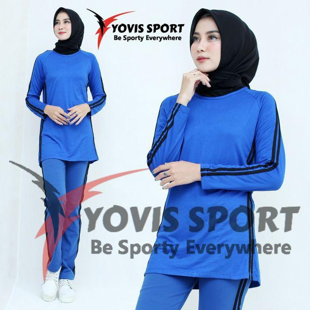 Setelan olahraga yovis atasan senam panjang dan celana panjang olahraga yovis