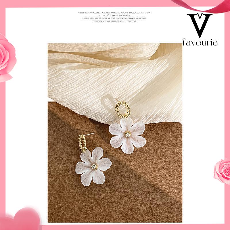 [COD]S925 Silver Needle Flower Shape Gaya Segar Anting Pejantan Cocok untuk Wanita-FA