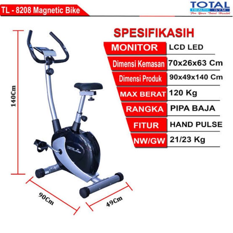 SEPEDA STATIS MAGNETIK BIKE TL 8208 TOTAL FITNES SEMARANG
