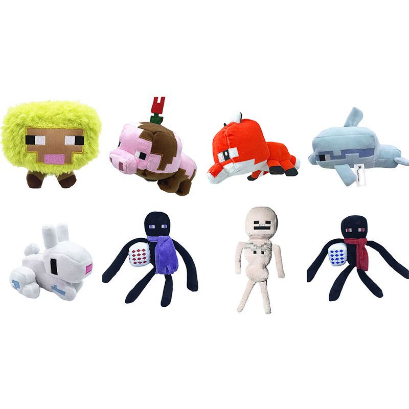 Large 22cm Minecraft Plush Toys Creeper Enderman Pig Bear Stuffed Pixel Doll Aries Zombie