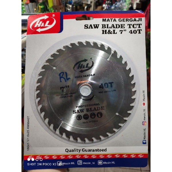 mata mesin circularsaw h&amp;l 7inch 40t/mata gergaji saw blade tct H&amp;l 7&quot; 40t