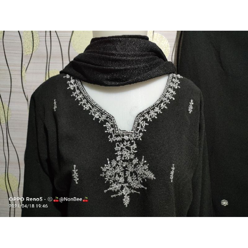 Lehenga Muslim Hitam Bordir/Prelove/PL/Murce