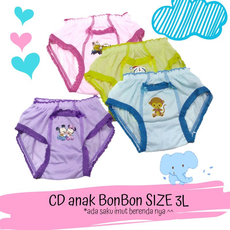 Celana Dalam Anak 3-4 Tahun Bonbon Size 3L