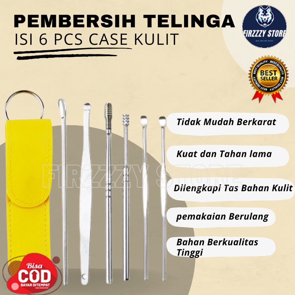 Pembersih Telinga isi 6 pcs Case Kulit