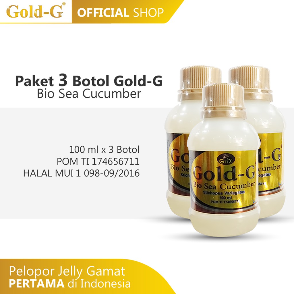 Gold G Paket Combo 3 Botol Jelly Gamat Gold G Bio Sea Gold G Paket Combo 3 Botol Jelly Gamat Gold G Bio Sea