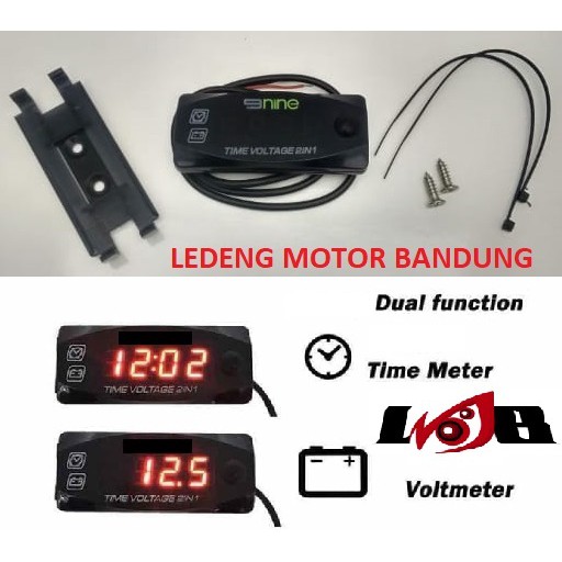 Voltmeter Jam Digital 9Nine Luminos Time Voltage 2in1 Frame Waterproof