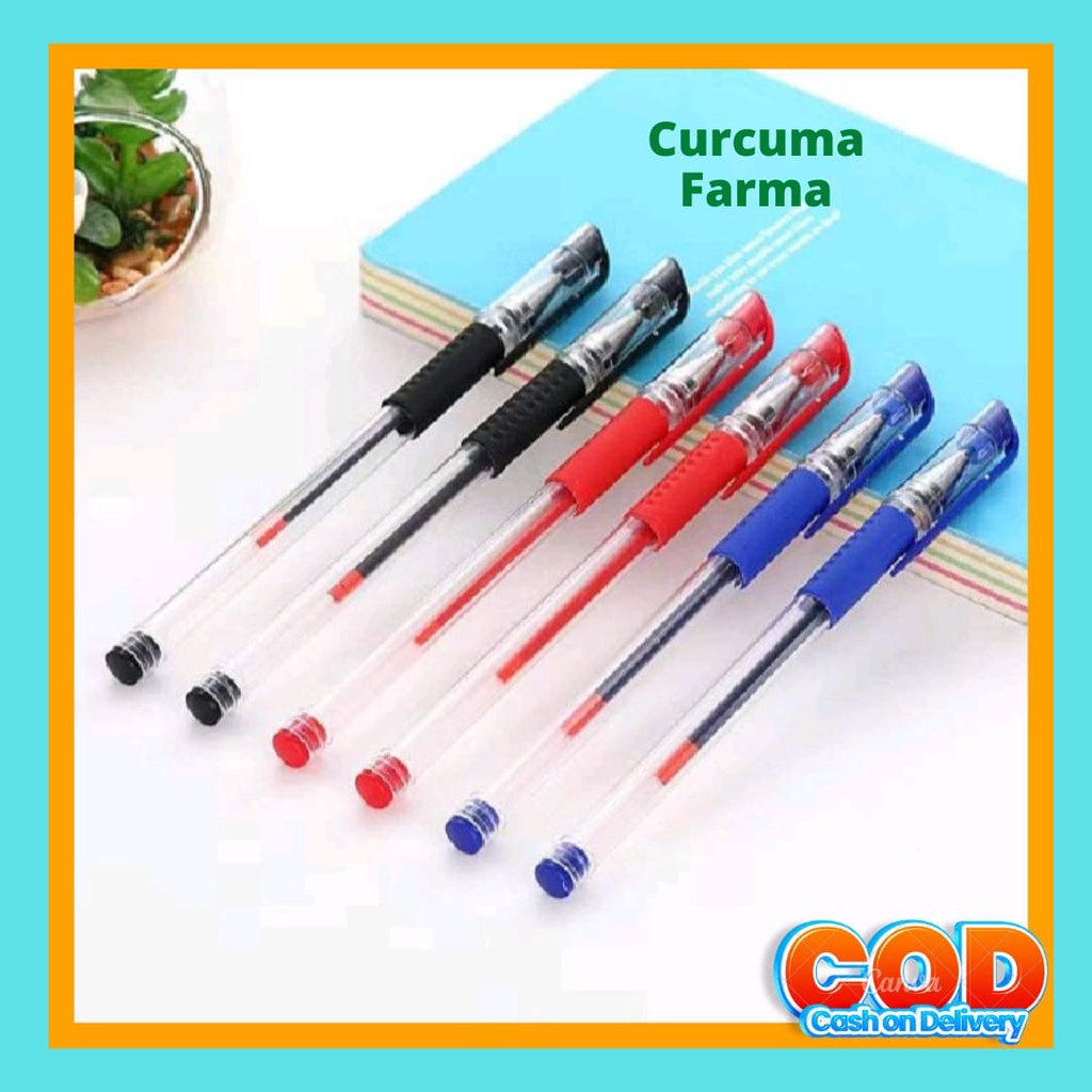 

[curcuma farma] Pulpen Gel Ink 0.5Mm Alat Tulis Kantor Sekolah Pena Pen Tinta Cair Standart Warna Merah Hitam Biru