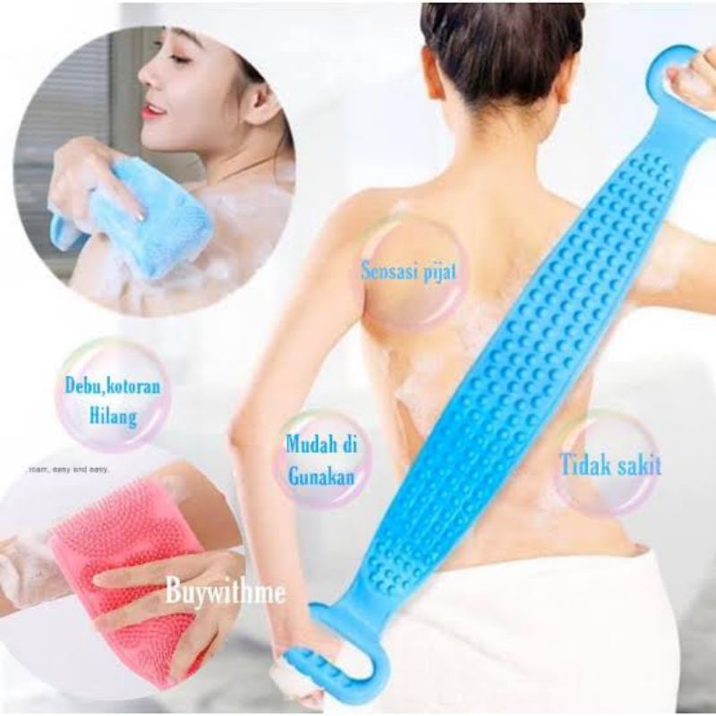 Sikat Punggung Mandi Penggosok Silikon Penghilang Daki Scrubber Brush