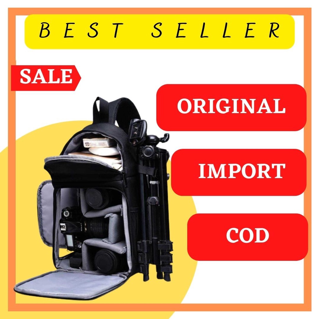 TERBARU CADEN Tas Selempang Kamera DSLR Anti Air Shockproof - D15 Tas Kamera Canon Nikon  Hitam Mura