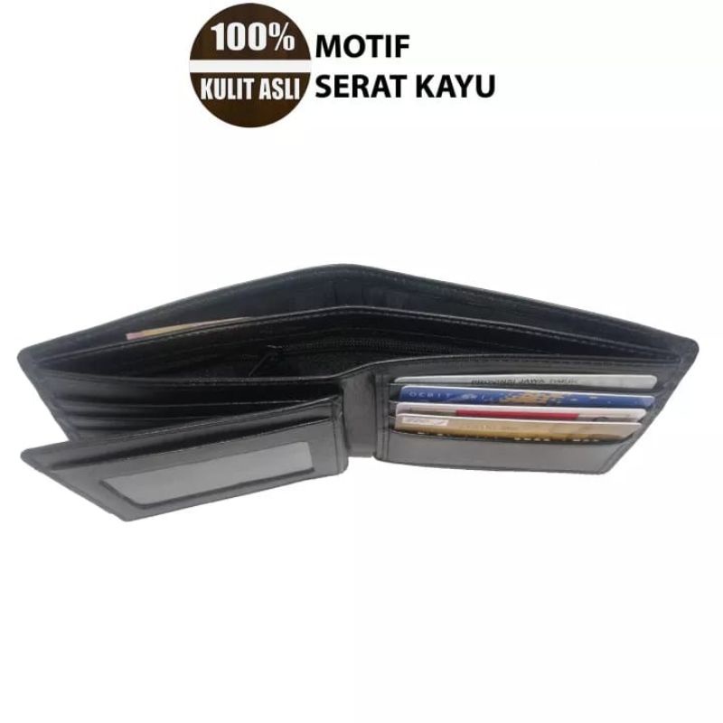 Dompet Kulit ASli 100% Motif Serat Kayu - Dompet Pria - Dompet Kulit Asli Merk RANDOM / Acak