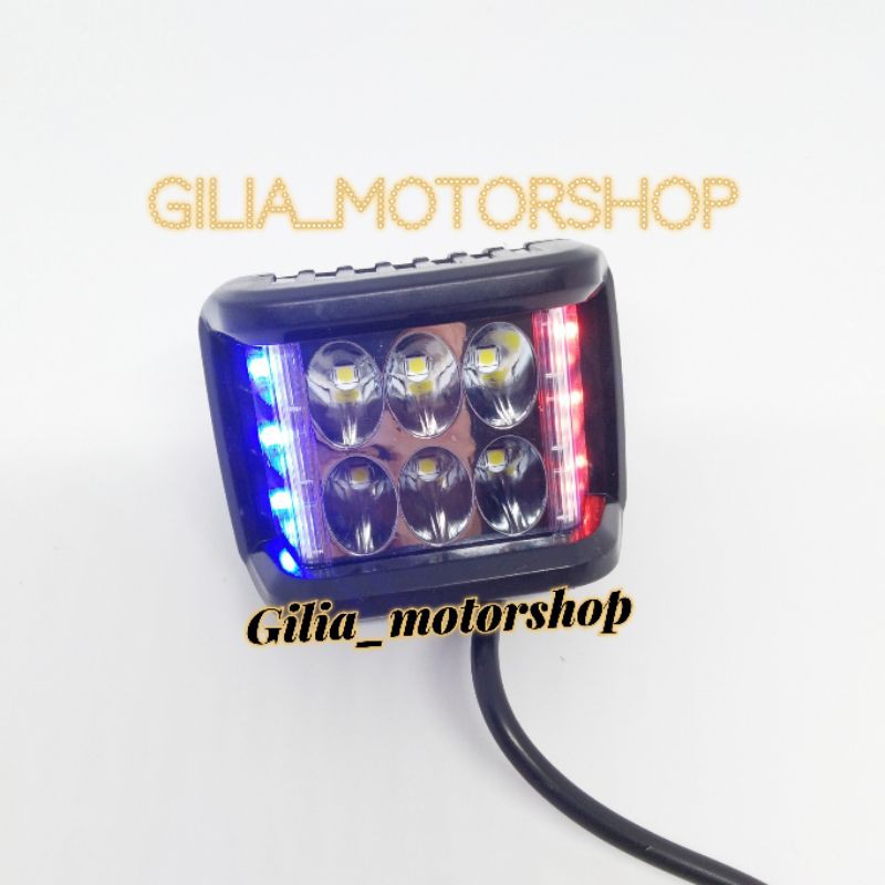 Lampu tembak sorot cree/cwl 6 led mini strobo 3x3 led kiri kanan universal