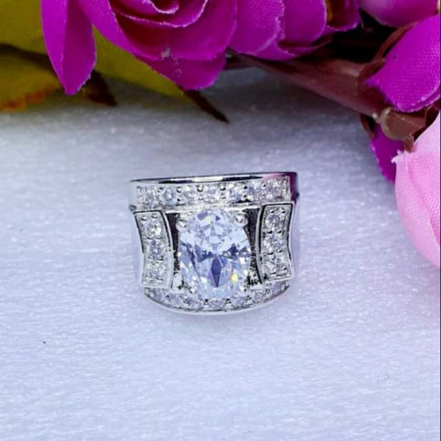 CINCIN PRIA WANITA TEBAL MEWAH BATU ZIRCON BESAR GD092