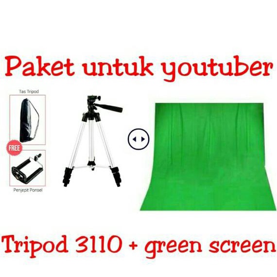 MENAKJUBKAN KAIN GREEN SCREEN PLUS TRIPOD 3110 BERKUALITAS