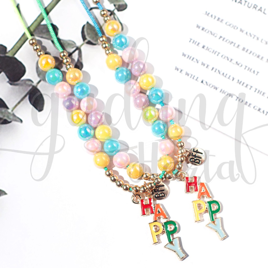 Kalung BFF Be Happy Lucu Kalung Selalu Senang Couple SET ISI 2 GH 204318